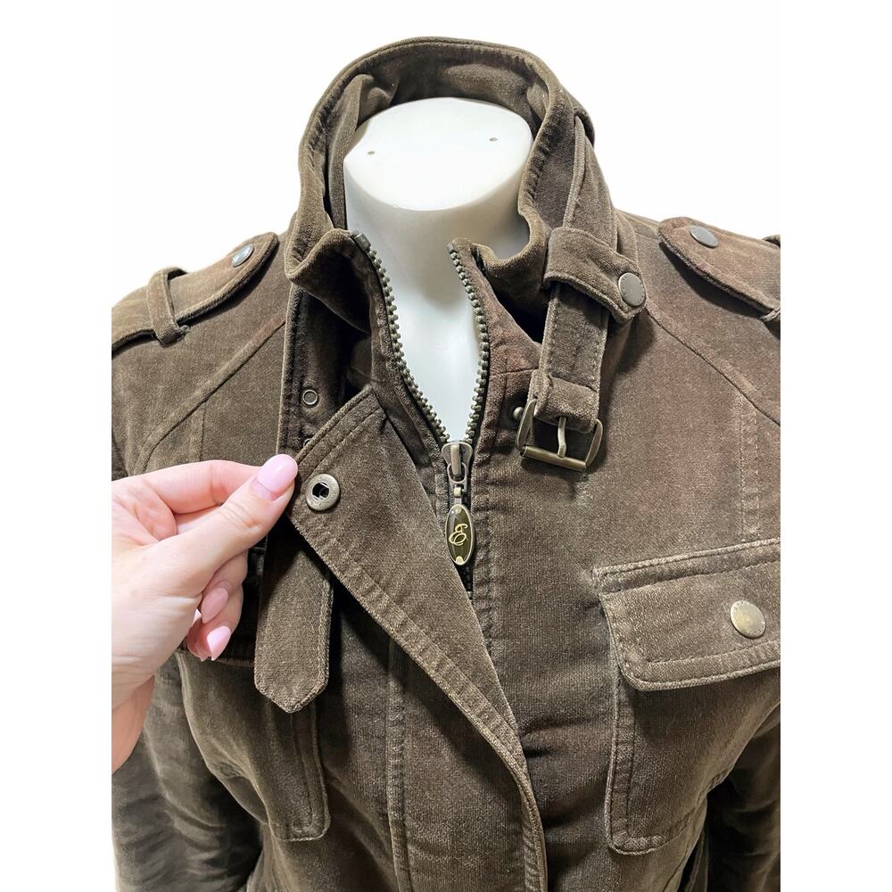 Esprit Utility Belted Jacket Green Brown Military Style Women’s Size Small - Picture 10 of 15